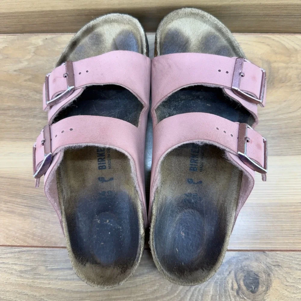 Birkenstock Arizona Sandals Girls 3 N EU 34 Pink Birko Slip On Slides Walk